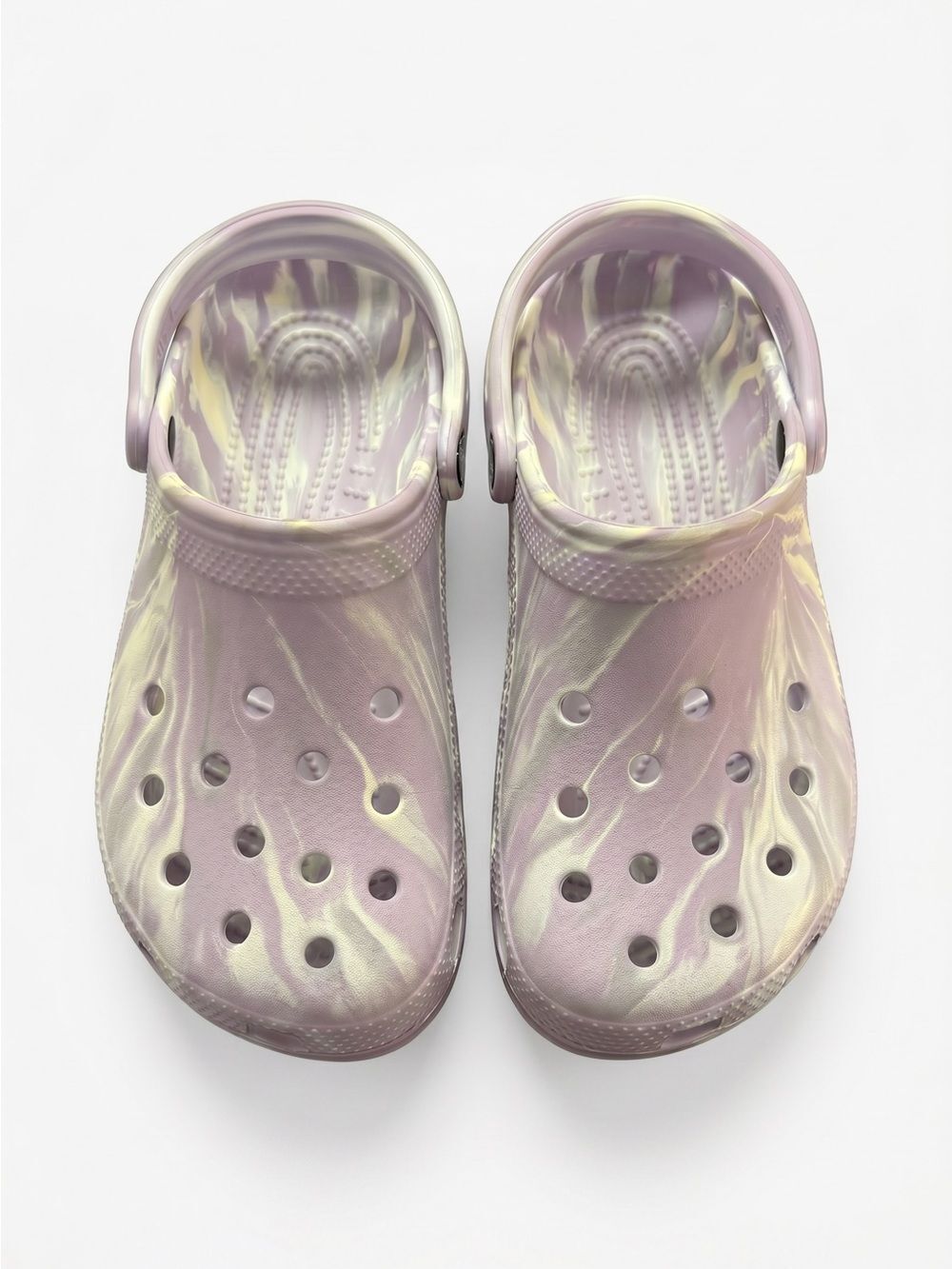 Crocs Marbled Tie Dye Swirl Slip On Lavender Clogs 11